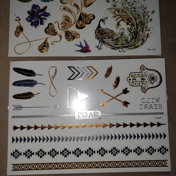 3 sheets Golden Silver Temporary Tattoo - Picture 4 of 11